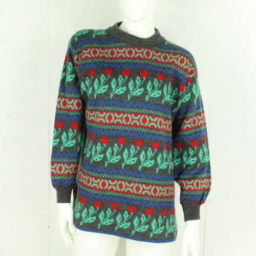 Vintage Pullover Gr. L bunt Crazy Pattern Strick