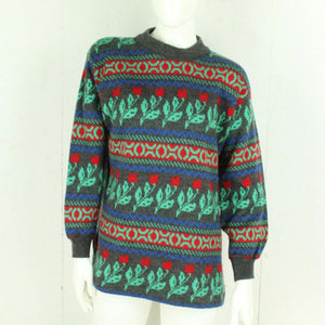 Vintage Pullover Gr. L bunt Crazy Pattern Strick