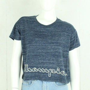 Second Hand CHAMPION T-Shirt Gr. XL blau-meliert weiß cropped (*)