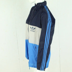 Vintage ADIDAS Regenjacke Gr. L blau grau Sportswear mit Kapuze