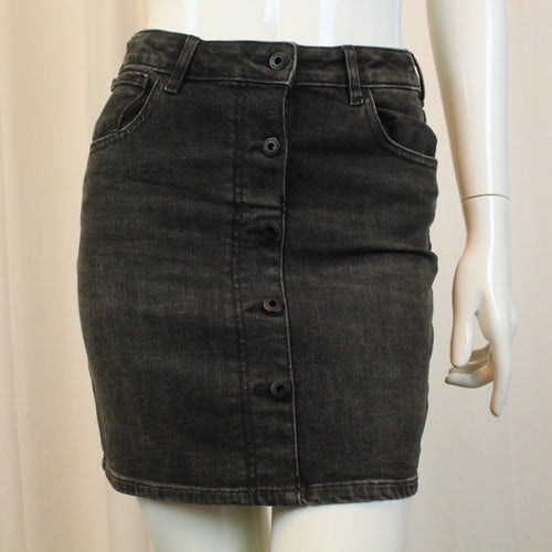 Second Hand SCOTCH & SODA Jeansrock Gr. 14 schwarzer Minirock mit Knopfleiste(*)