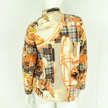 Laden Sie das Bild in den Galerie-Viewer, Vintage Bluse Gr. M beige orange mehrfarbig Crazy Pattern langarm