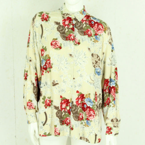 Vintage Bluse Gr. L mehrfarbig Crazy Pattern langarm