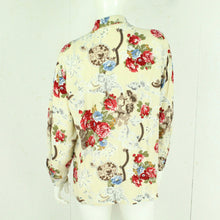 Laden Sie das Bild in den Galerie-Viewer, Vintage Bluse Gr. L beige mehrfarbig Crazy Pattern langarm