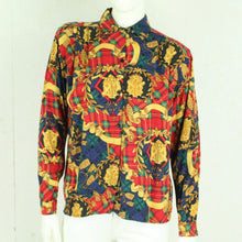 Laden Sie das Bild in den Galerie-Viewer, Vintage Bluse Gr. M bunt Crazy Pattern langarm