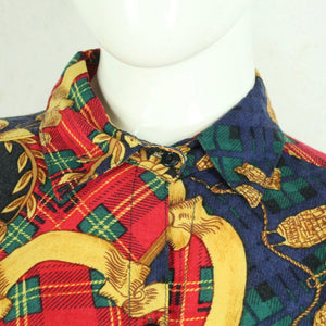 Vintage Bluse Gr. M bunt Crazy Pattern langarm