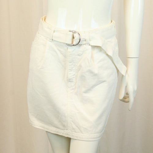Second Hand UNITED COLOURS OF BENETTON. Jeansrock Gr. 36 weiß Minirock mit Gürtel (*)
