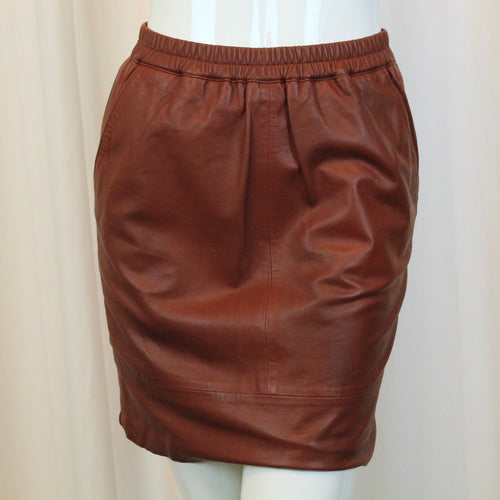 Second Hand COSTER COPENHAGEN Lederrock Gr. 36 rostrot uni Rock NEU (*)