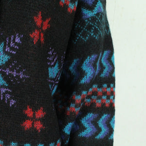 Vintage Cardigan mit Wolle Gr. M mehrfarbig gemustert Strickjacke mit Glitzerdetails