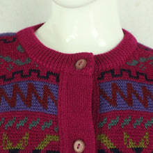 Laden Sie das Bild in den Galerie-Viewer, Vintage Cardigan Gr. M bunt gemustert Strickjacke