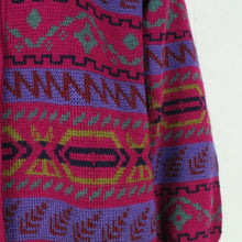 Laden Sie das Bild in den Galerie-Viewer, Vintage Cardigan Gr. M bunt gemustert Strickjacke