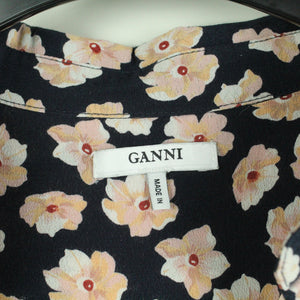 Second Hand GANNI Bluse Gr. 36 schwarz mehrfarbig geblümt (*)