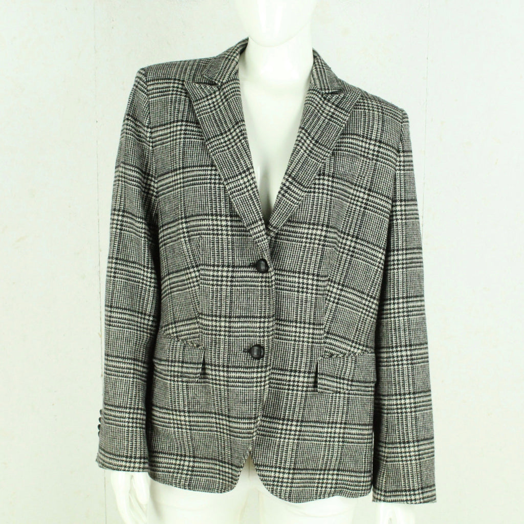 Second Hand VERA VARELLI Blazer Jacke mit Wolle Gr. 44 schwarz weiß Hahnentritt (*)