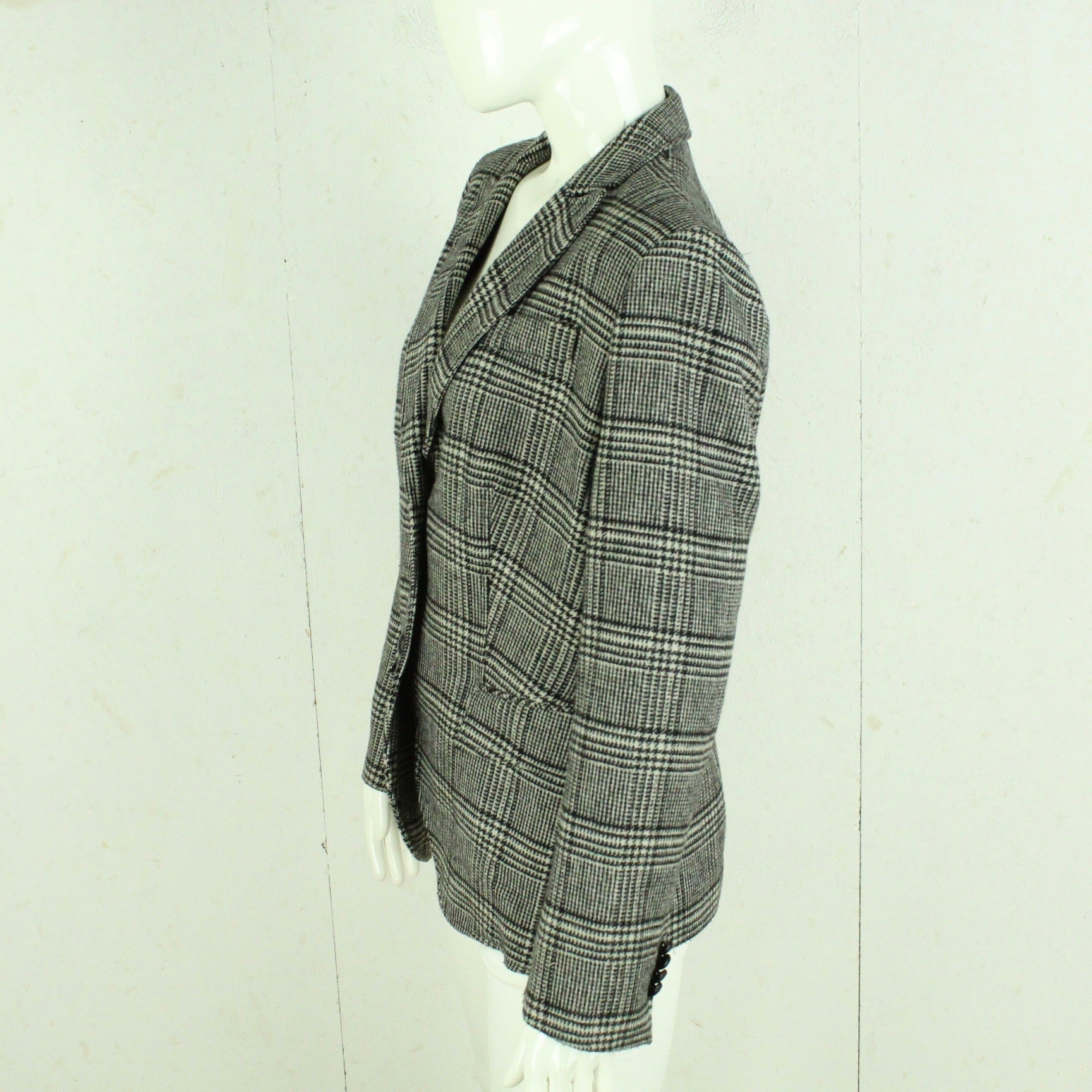 Second Hand VERA VARELLI Blazer Jacke mit Wolle Gr. 44 schwarz weiß Hahnentritt (*)