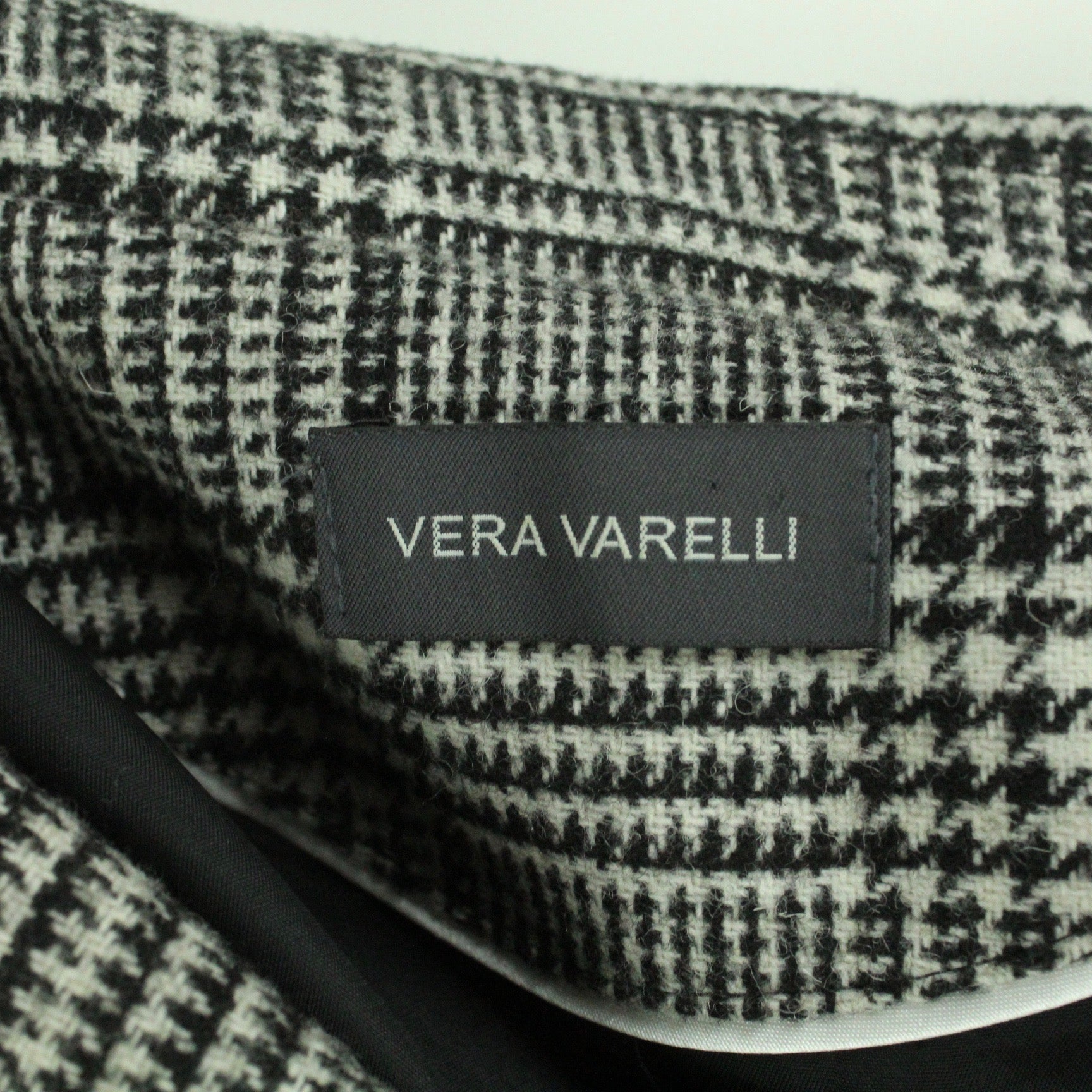 Second Hand VERA VARELLI Blazer Jacke mit Wolle Gr. 44 schwarz weiß Hahnentritt (*)