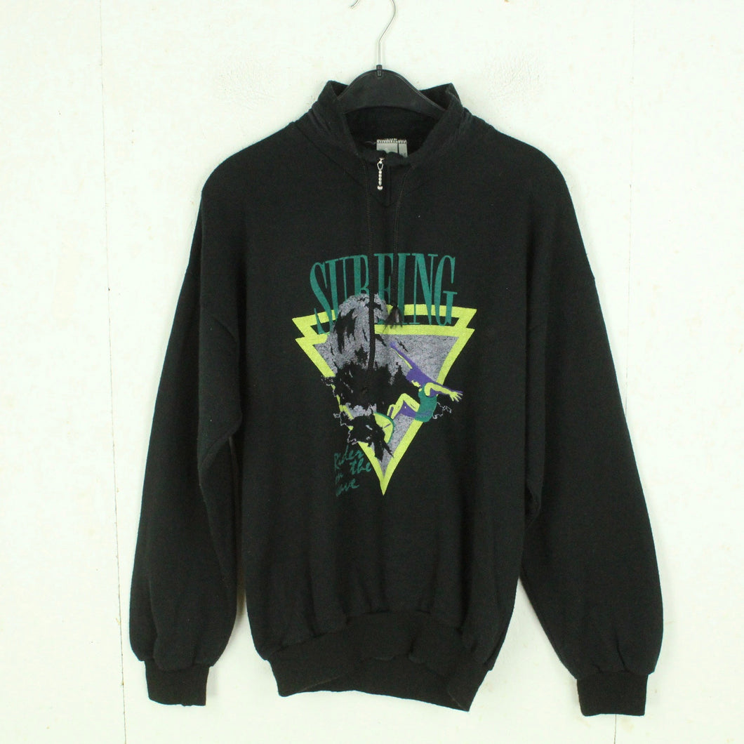 Vintage Sweatshirt Gr. M schwarz mit Print: Surfing