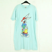 Laden Sie das Bild in den Galerie-Viewer, Vintage LOONEY TUNES T-Shirt-Kleid Gr. L hellblau mit Print &quot;Bugs Bunny&quot;