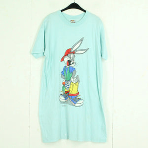 Vintage LOONEY TUNES T-Shirt-Kleid Gr. L hellblau mit Print "Bugs Bunny"