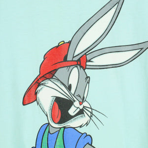 Vintage LOONEY TUNES T-Shirt-Kleid Gr. L hellblau mit Print + Backprint "Bugs Bunny"