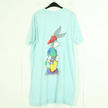 Laden Sie das Bild in den Galerie-Viewer, Vintage LOONEY TUNES T-Shirt-Kleid Gr. L hellblau mit Print &quot;Bugs Bunny&quot;