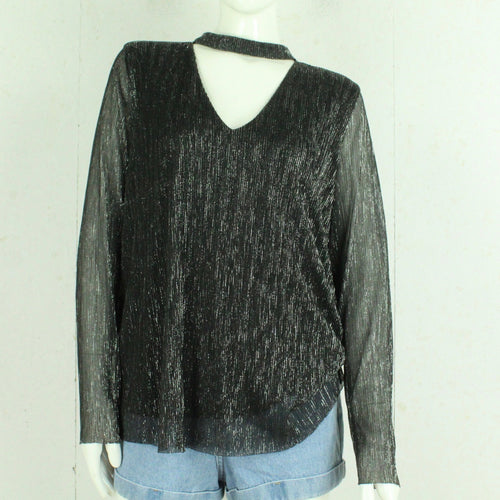 Second Hand MINIMUM Bluse Gr. 42 schwarz silber gestreift (*)