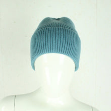 Laden Sie das Bild in den Galerie-Viewer, HG Beanie Strickmütze blaugrau mit Wolle &amp; Kaschmir - Einheitsgröße NEU