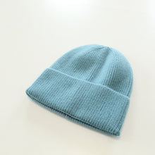 Laden Sie das Bild in den Galerie-Viewer, HG Beanie Strickmütze blaugrau mit Wolle &amp; Kaschmir - Einheitsgröße NEU