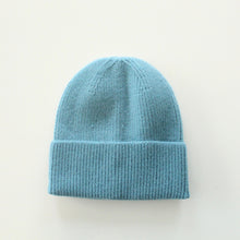 Laden Sie das Bild in den Galerie-Viewer, HG Beanie Strickmütze blaugrau mit Wolle &amp; Kaschmir - Einheitsgröße NEU