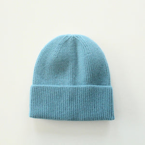 HG Beanie Strickmütze blaugrau mit Wolle & Kaschmir - Einheitsgröße NEU