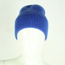 Laden Sie das Bild in den Galerie-Viewer, HG Beanie Strickmütze blau mit Wolle &amp; Kaschmir - Einheitsgröße NEU