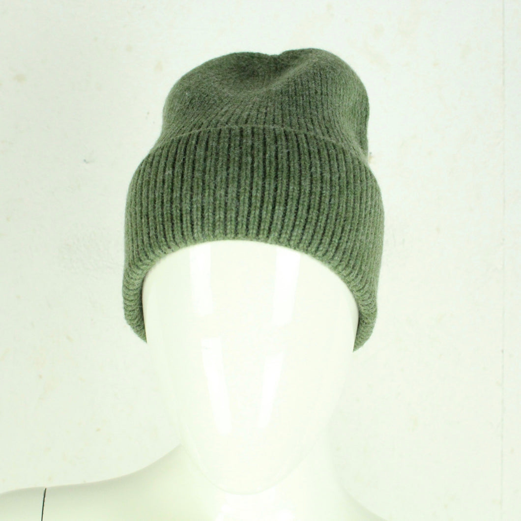 HG Beanie Strickmütze moosgrün mit Wolle & Kaschmir - Einheitsgröße NEU
