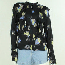 Laden Sie das Bild in den Galerie-Viewer, Second Hand GESTUZ Bluse Gr. 38 schwarz bunt geblümt (*)