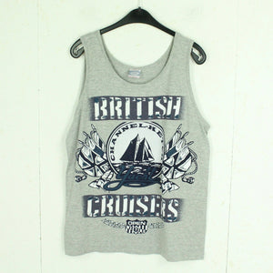 Vintage Tank Top Gr. L grau mit Print 