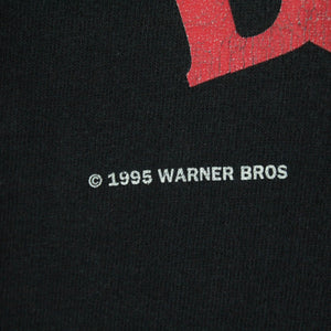 Vintage 90s BUGS BUNNY & FC BARCELONA T-Shirt Gr. XL schwarz mit Print und Backprint 1995 Warner Bros
