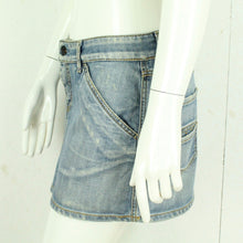 Laden Sie das Bild in den Galerie-Viewer, Vintage Dake Sixty Y2K Jeansrock Gr. M blau Denim low waist Minirock