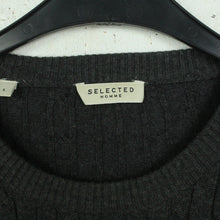 Laden Sie das Bild in den Galerie-Viewer, Second Hand SELECTED HOMME Pullover Gr. L grau uni Strick Zopfmuster (*)