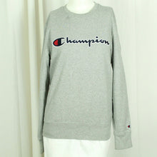 Laden Sie das Bild in den Galerie-Viewer, Second Hand CHAMPION Sweatshirt Gr. M grau uni mit Aufdruck (*)
