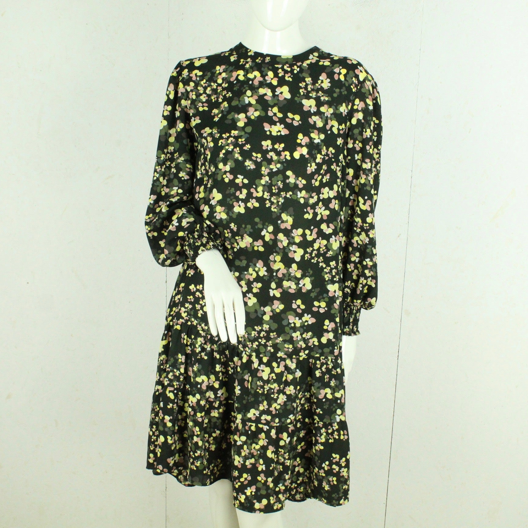 Second Hand LINDEX Kleid Gr. M schwarz mehrfarbig geblümt (*)