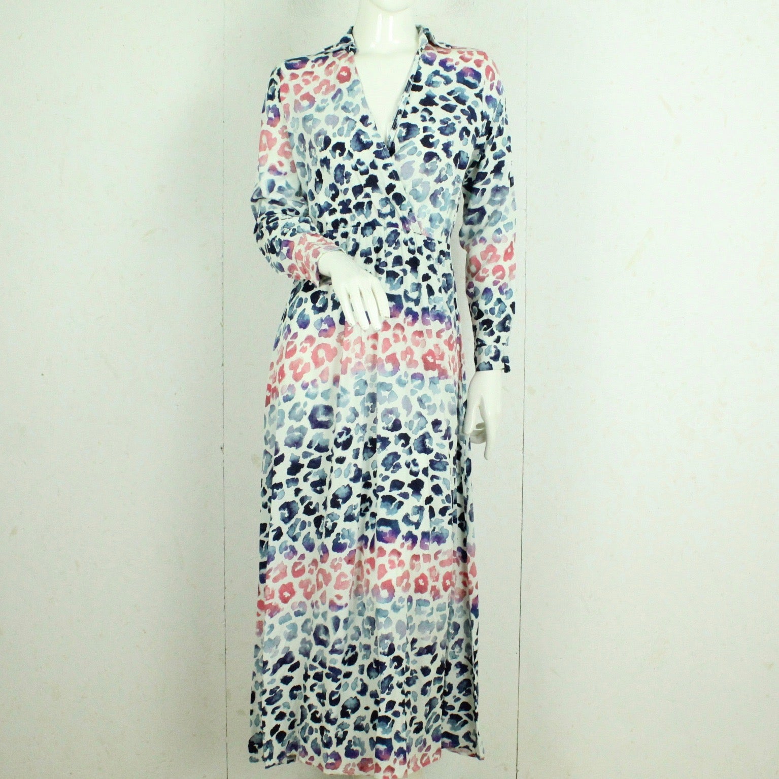 Second Hand LUCA E ANNA Maxikleid Gr. S weiß bunt Animal-Print (*)