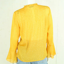 Laden Sie das Bild in den Galerie-Viewer, Second Hand NÜMPH Bluse Gr. 38 orange gold gepunktet (*)