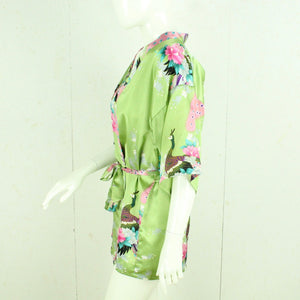 Vintage Kimono Gr. M grün mehrfarbig geblümt