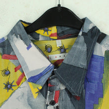 Laden Sie das Bild in den Galerie-Viewer, Vintage 90s Hemd Gr. XXL grau mehrfarbig Crazy Pattern langarm