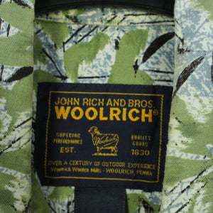 Vintage WOOLRICH 90s Hemd Gr. L blau mehrfarbig Crazy Pattern kurzarm