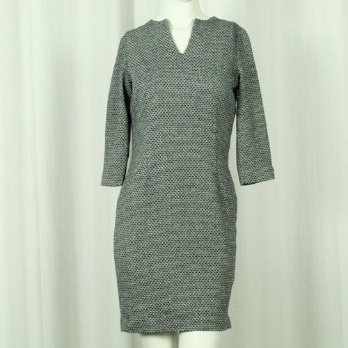 Second Hand REFIVE Kleid mit Wolle Gr. 36 weiß schwarz gemustert (*)