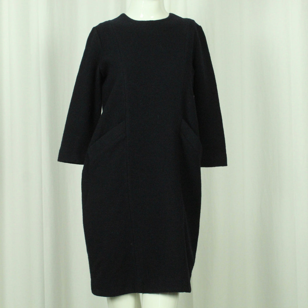 Second Hand COS Wollkleid Gr. S blau uni Wolle Kleid (*)