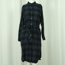 Laden Sie das Bild in den Galerie-Viewer, Second Hand ESPRIT Midikleid Gr. 34 blau schwarz kariert Kleid (*)