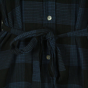 Second Hand ESPRIT Midikleid Gr. 34 blau schwarz kariert Kleid (*)
