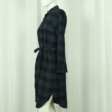 Laden Sie das Bild in den Galerie-Viewer, Second Hand ESPRIT Midikleid Gr. 34 blau schwarz kariert Kleid (*)