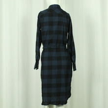 Laden Sie das Bild in den Galerie-Viewer, Second Hand ESPRIT Midikleid Gr. 34 blau schwarz kariert Kleid (*)