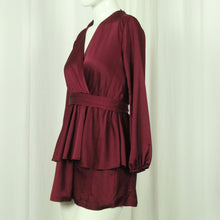 Laden Sie das Bild in den Galerie-Viewer, Second Hand RAGAZZI Kleid Gr. XS weinrot uni NEU (*)